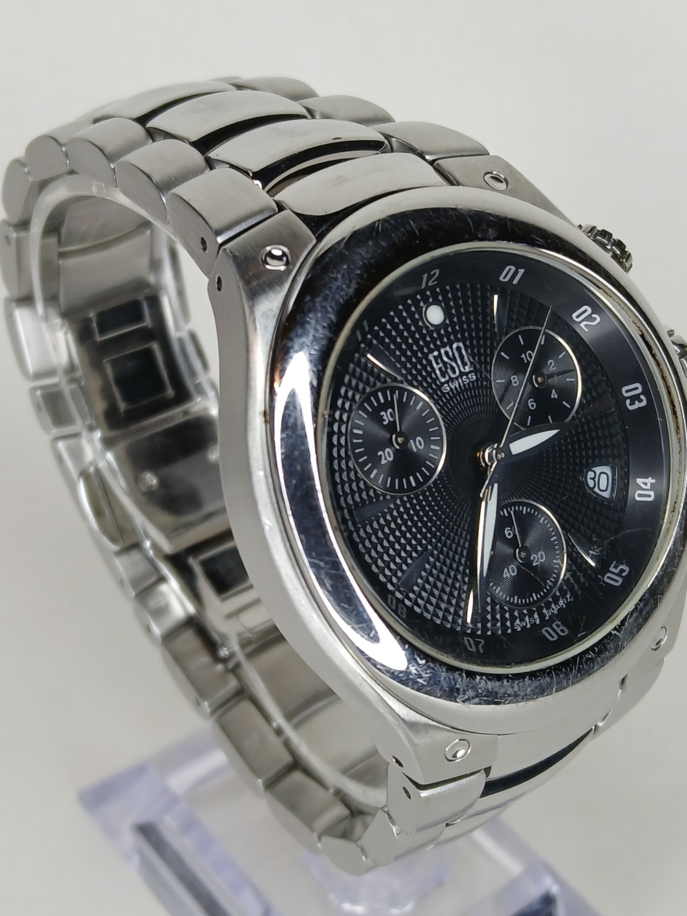 ​ESQ Movado E5262 Chronograph Swiss Quartz Men's All Stainless Steel Watch
